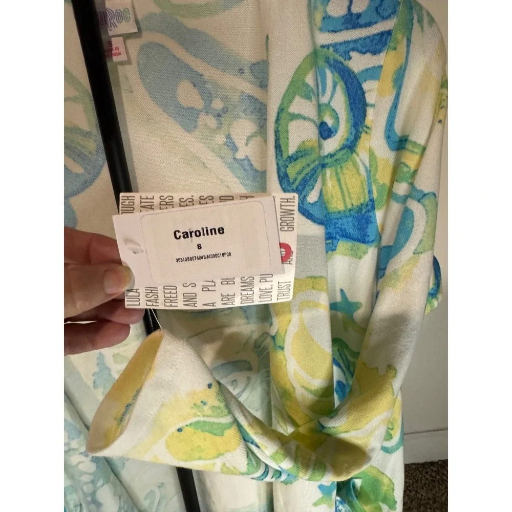 NWT Lularoe Caroline Cardigan Sweather Small‎ White, Teal, & Green - Picture 4 of 9